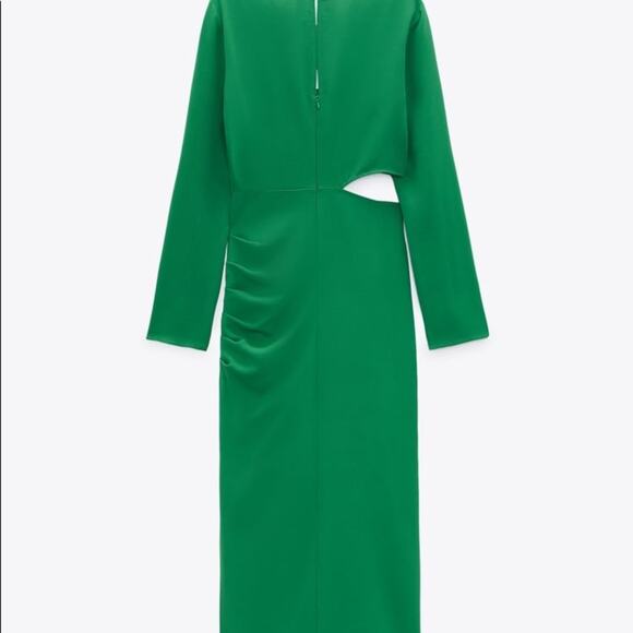 ZARA BLOGGER FAVORITE CUT OUT MIDI DRESS GREEN - Picture 10 of 13